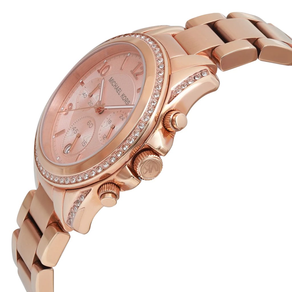 View Of Crown Facing Side Of Michael Kors MK5863 Stainless Steel Watch Pre Owned Condition