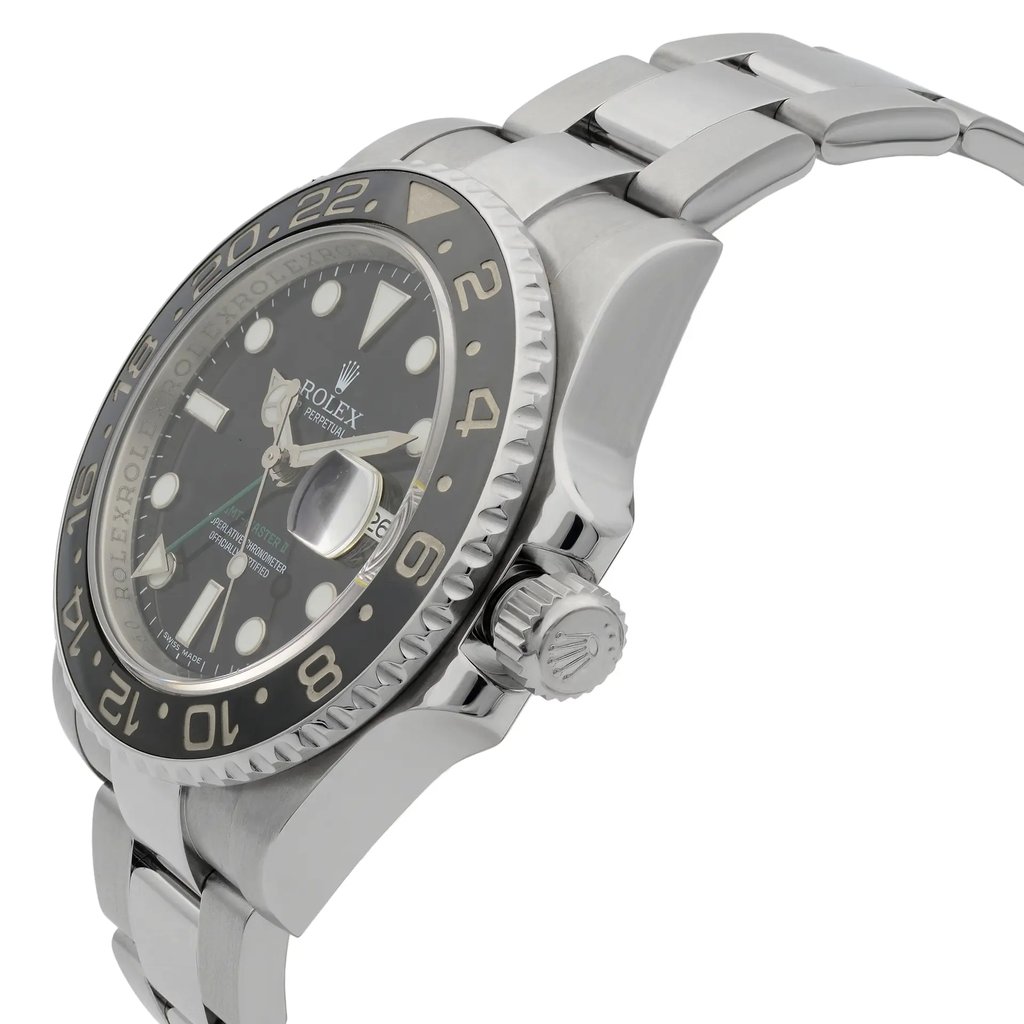 View Of Opposite Crown Facing Side Of Rolex 116710LN Stainless Steel Watch Pre Owned Condition