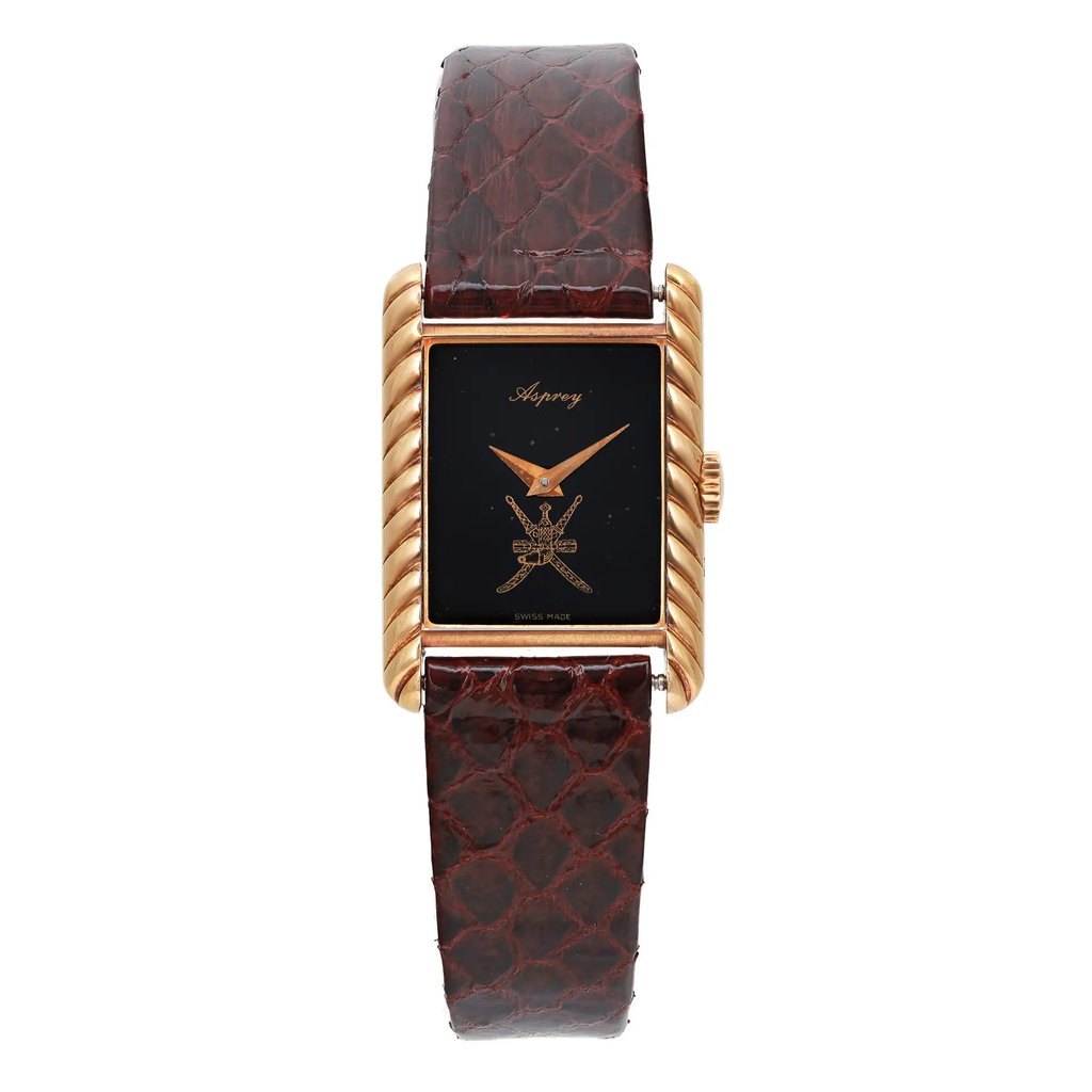 Front Full View Of Asprey 616506 Gold 18kt Watch Pre Owned Condition Fair