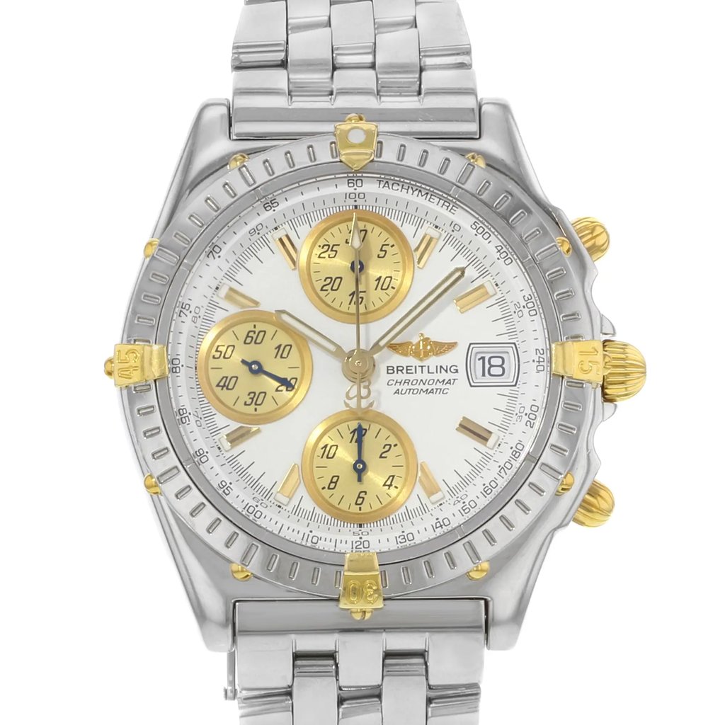 Up Close Front Facing Picture Of Breitling B130503.1 Stainless Steel Watch Pre Owned Condition