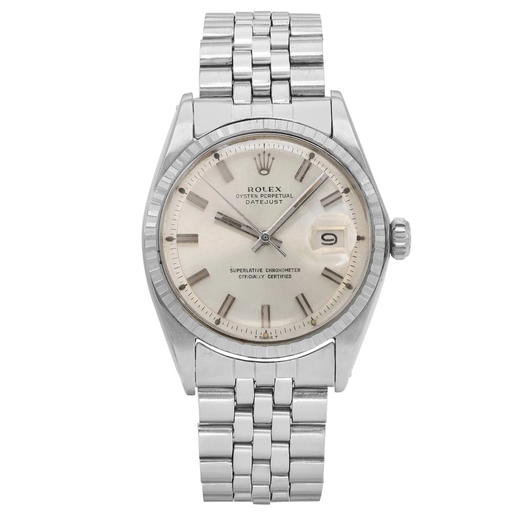 Front Full View Of Rolex 1603 Stainless Steel Watch Pre Owned Condition Fair