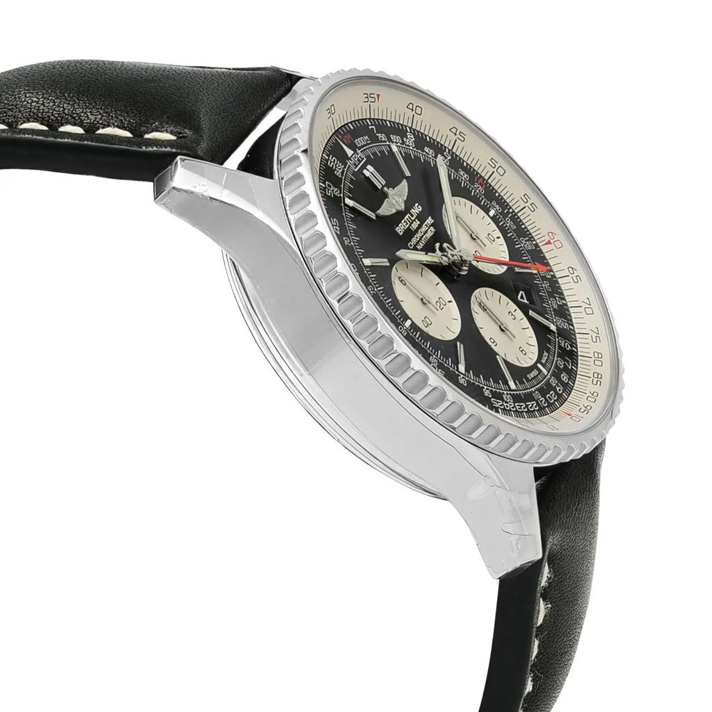 View Of Opposite Crown Facing Side Of Breitling AB031021/BF77-441X Stainless Steel Watch Display Model Condition