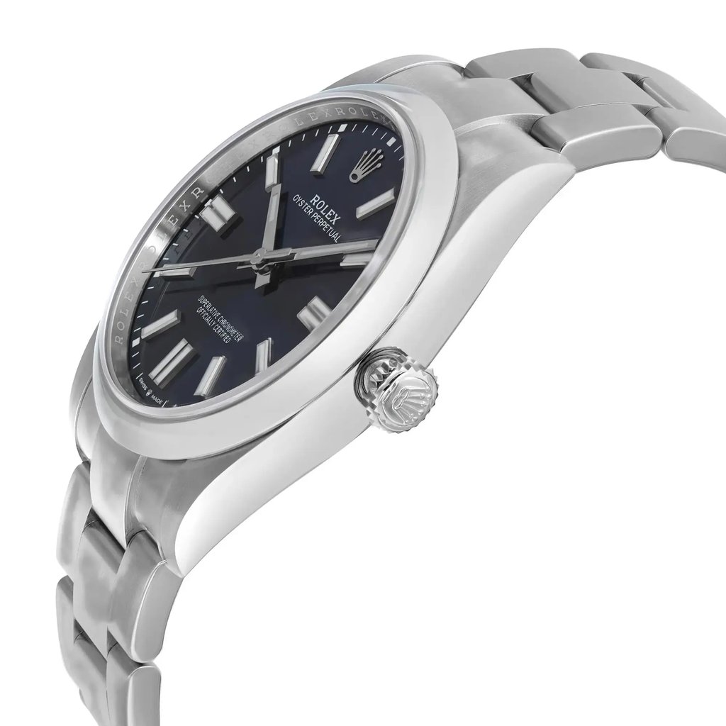 View Of Crown Facing Side Of Rolex 124300 Stainless Steel Watch Pre Owned Condition