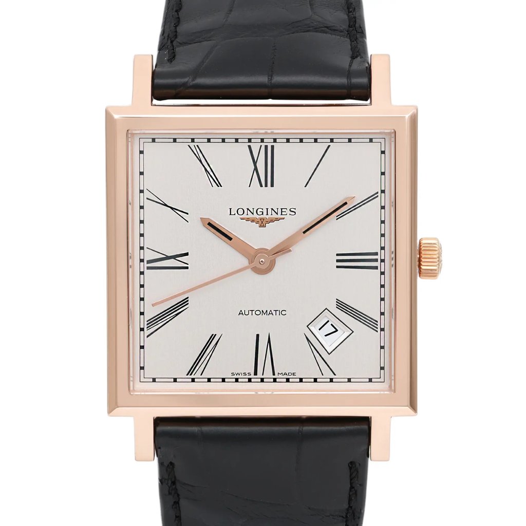 Up Close Front Facing Picture Of Longines L2.792.8.71.0 Rose Gold Watch Pre Owned Condition