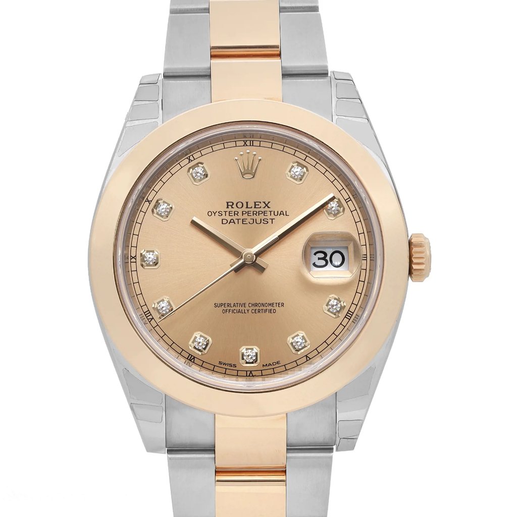 Up Close Front Facing Picture Of Rolex 126303-0009 Stainless Steel Watch Display Model Condition