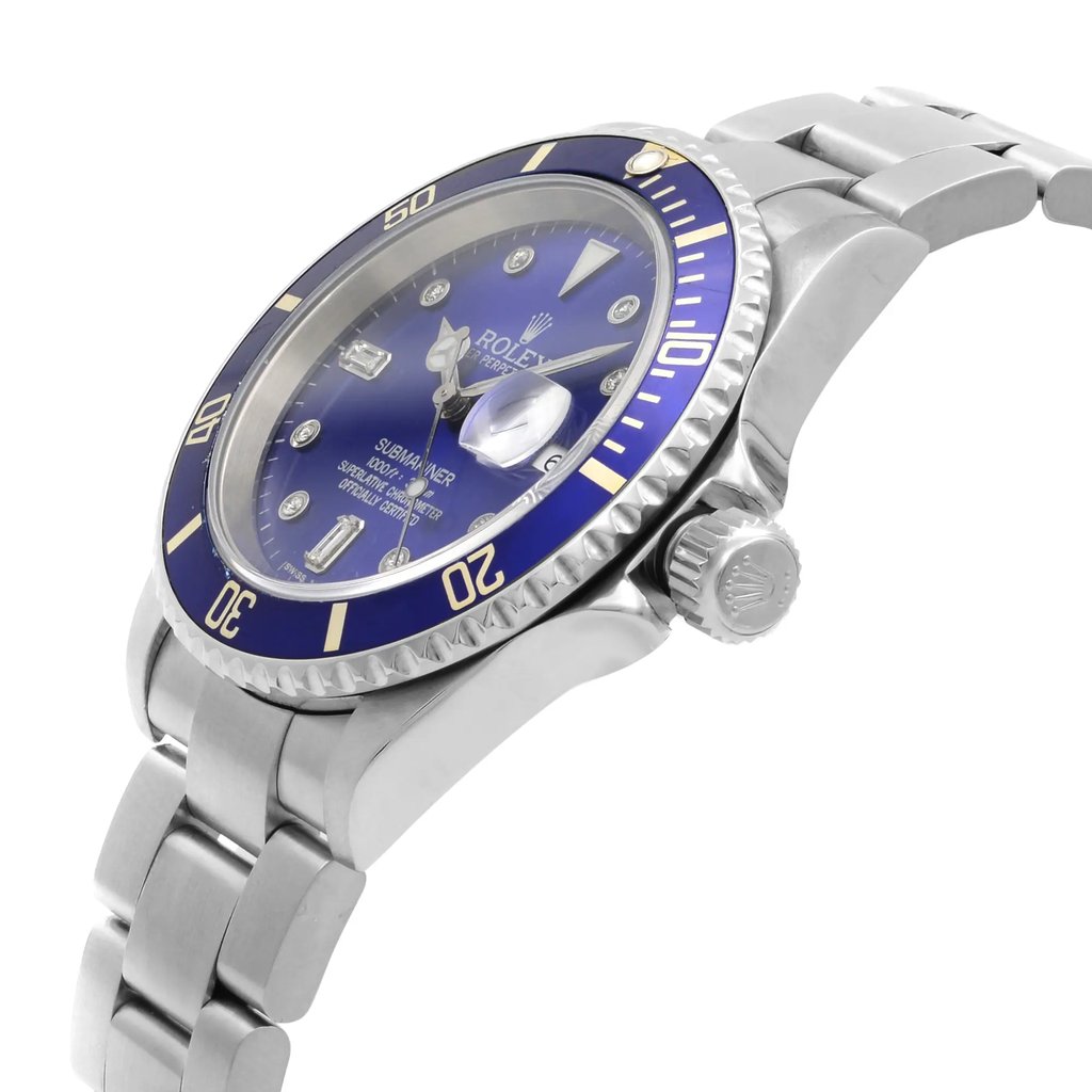 View Of Crown Facing Side Of Rolex 16610 Stainless Steel Watch Pre Owned Condition