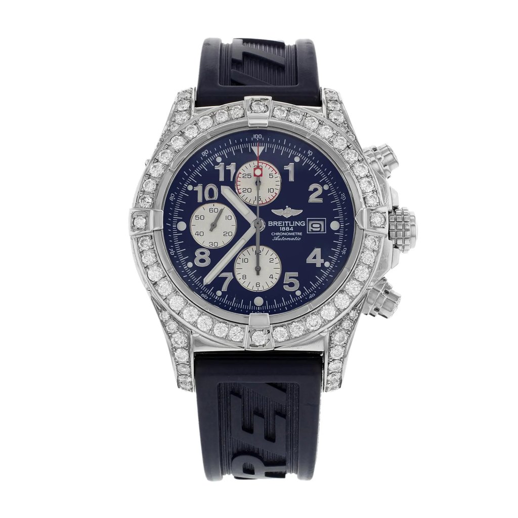 Front Full View Of Breitling A13370 Stainless Steel Watch Pre Owned Condition {Product Condition}
