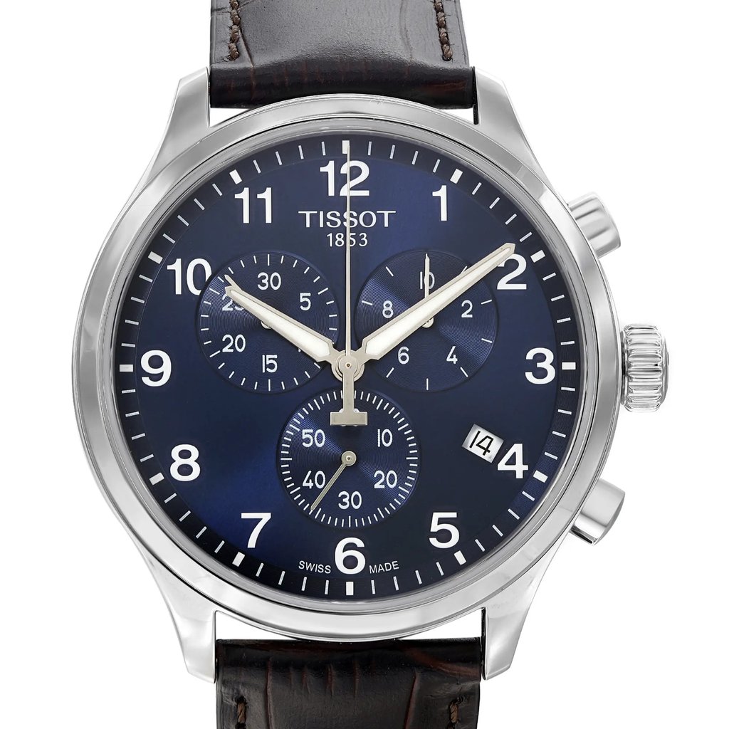 Up Close Front Facing Picture Of Tissot T116.617.16.047.00 Stainless Steel Watch Display Model Condition