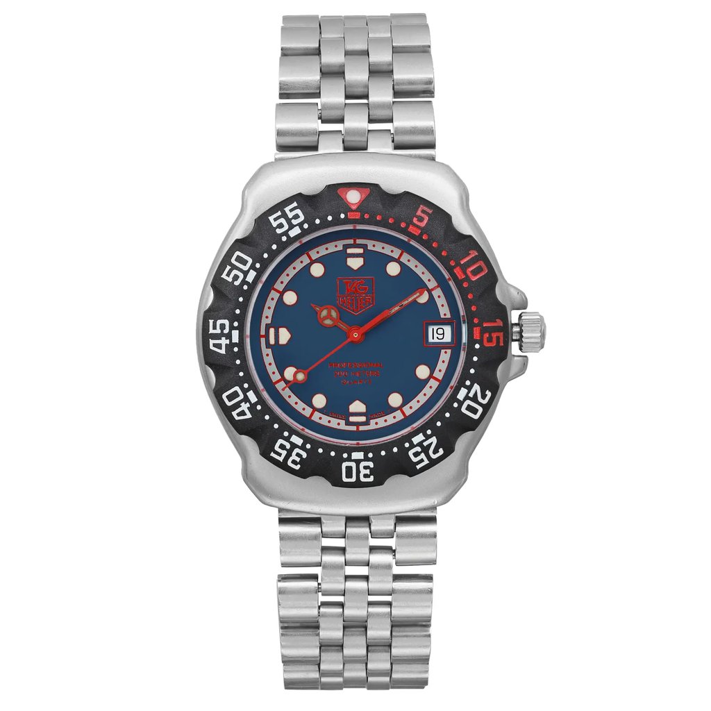 Front Full View Of TAG Heuer WA1210 Stainless Steel Watch Pre Owned Condition Good