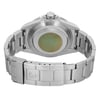 An image of a pre-owned wristwatch showcasing the back view. The focus is on the closed clasp and the back of the watch case, highlighted by the stainless steel bracelet. The angle is straight on, capturing the full width of the band, with the watch positioned centrally. The image is taken from a close distance to emphasize the details of the clasp and case back.