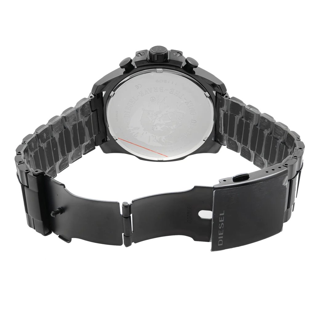 Back View Of Solid Back Case And Open Stainless Steel Band Of Diesel DZ4318 Watch Display Model Condition