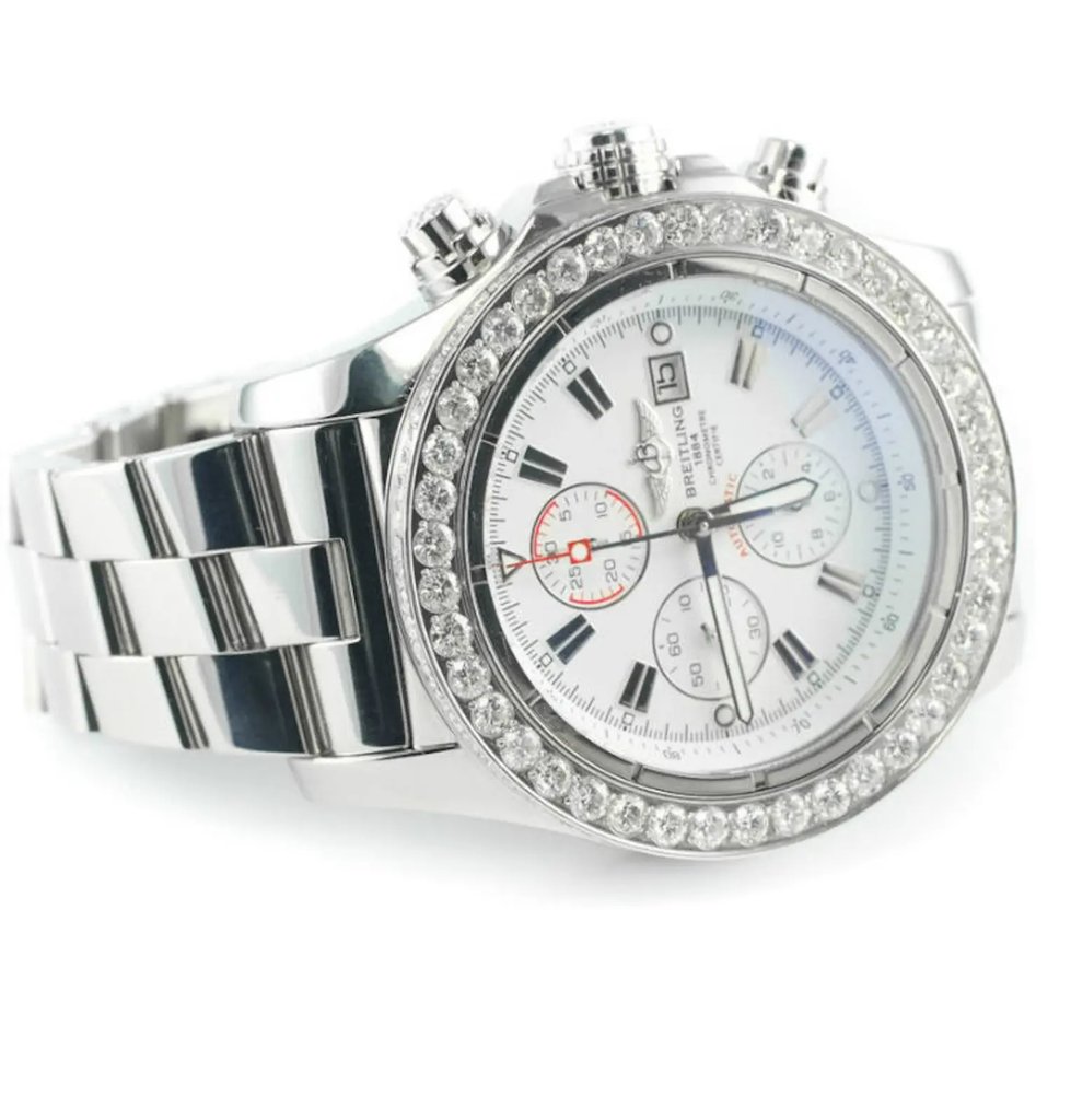 View Of Opposite Crown Facing Side Of Breitling A1337011/A660-135A Stainless Steel Watch Pre Owned Condition