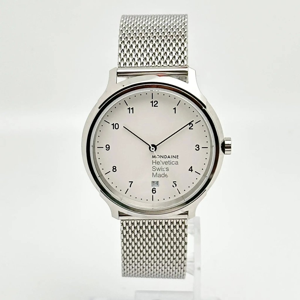 Front Full View Of Mondaine MH1.R2210.SM Stainless Steel Watch New With Defects Condition Good