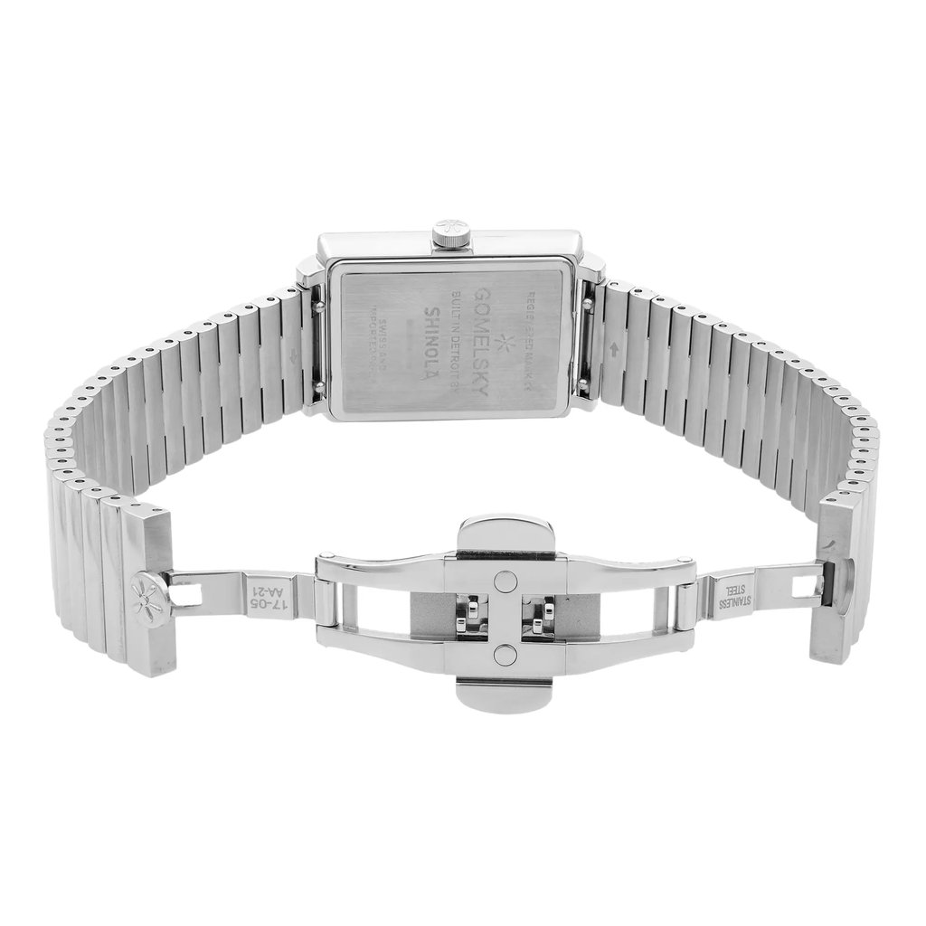 Back View Of Snap Back Case And Open Stainless Steel Band Of Gomelsky G0120067028 Watch Unworn Condition