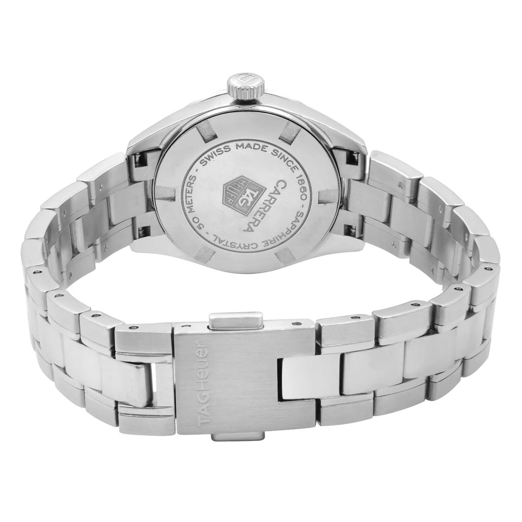 Back View Of Solid Back Case And Closed Stainless Steel Band Of TAG Heuer WV1410.BA0793 Watch Pre Owned Condition