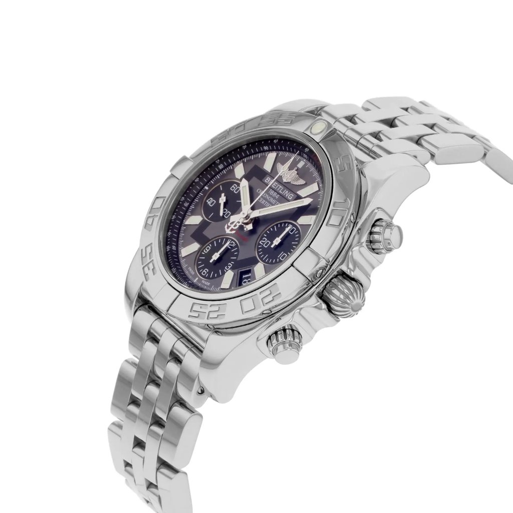 View Of Crown Facing Side Of Breitling AB014012/F554-378A Stainless Steel Watch Display Model Condition