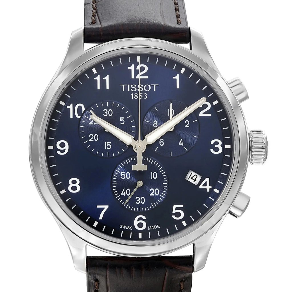 Up Close Front Facing Picture Of Tissot T111.417.37.441.03 Stainless Steel Watch Pre Owned Condition