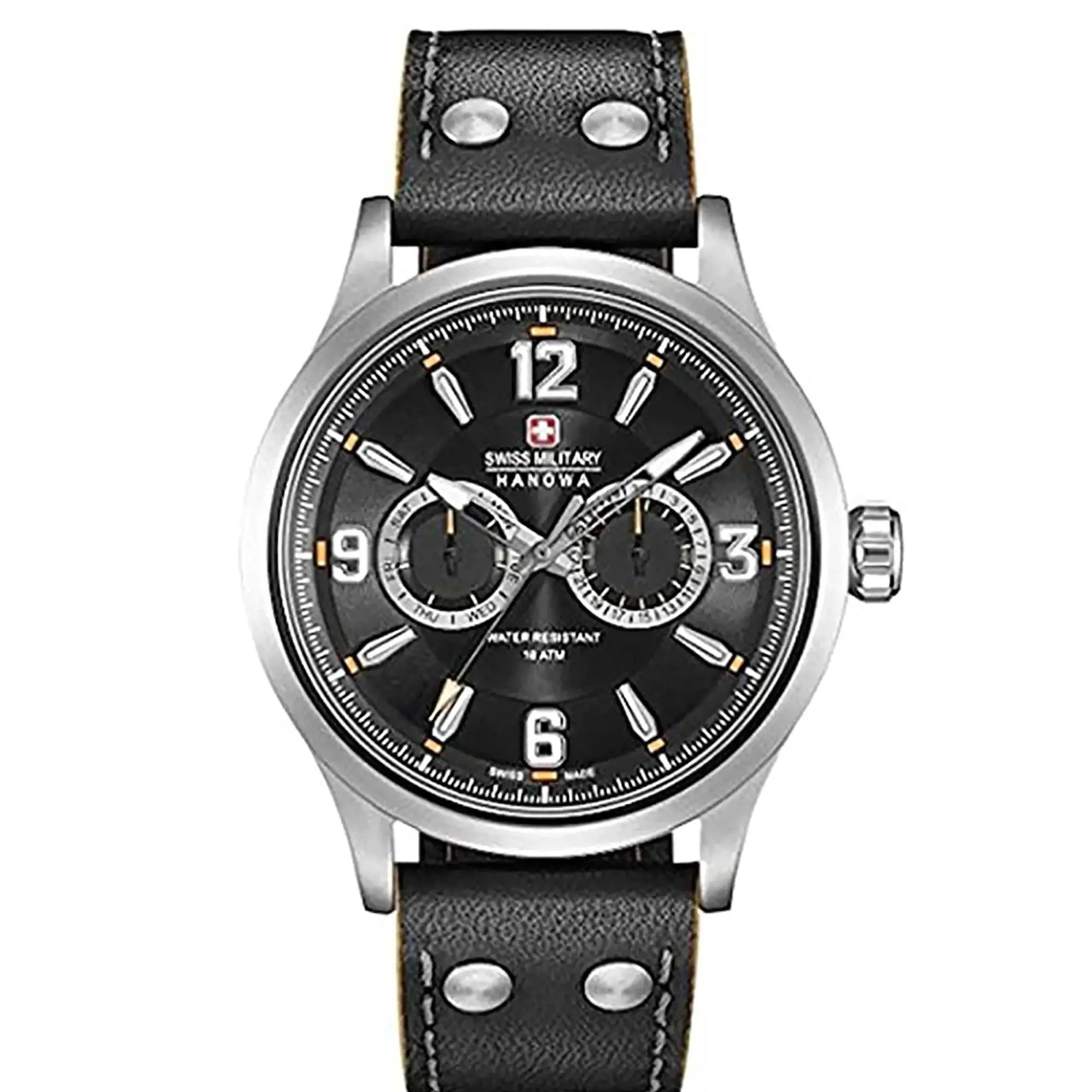 Front Full View Of Swiss Military Hanowa 06-4307.04.007 Stainless Steel Watch Display Model Condition Excellent