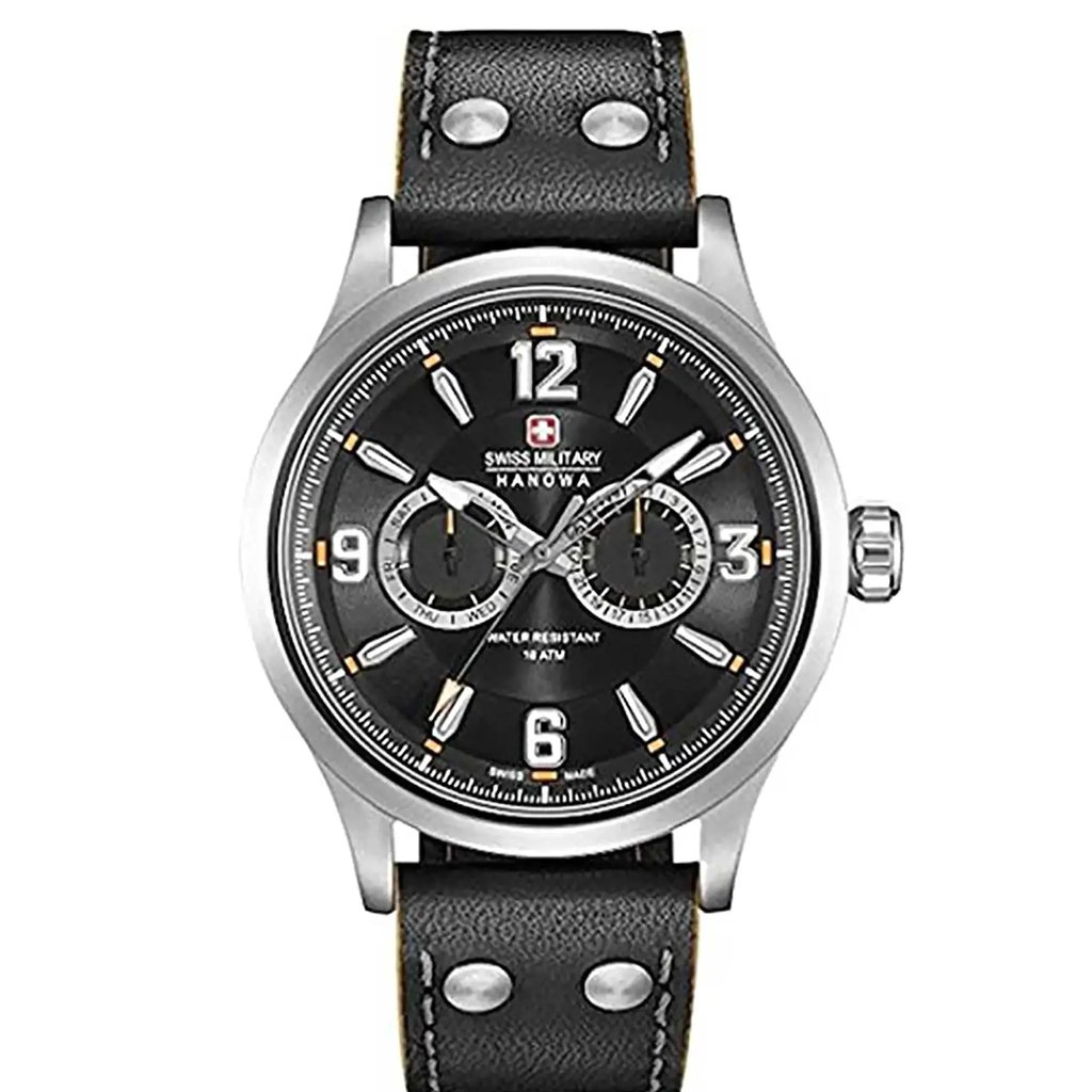 Front Full View Of Swiss Military Hanowa 06-4307.04.007 Stainless Steel Watch Display Model Condition Excellent