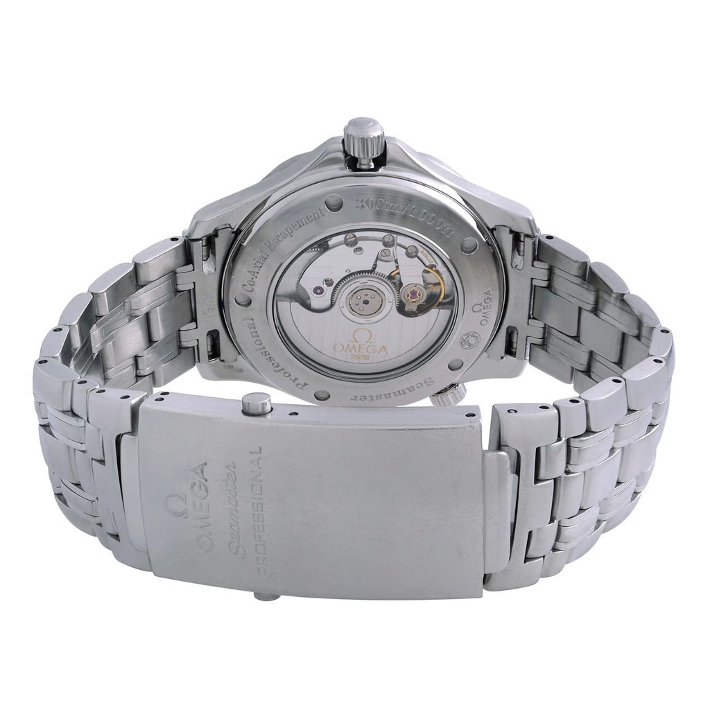 Back View Of Exhibition Back Case And Closed Stainless Steel Band Of OMEGA 2535.80.00 Watch Pre Owned Condition