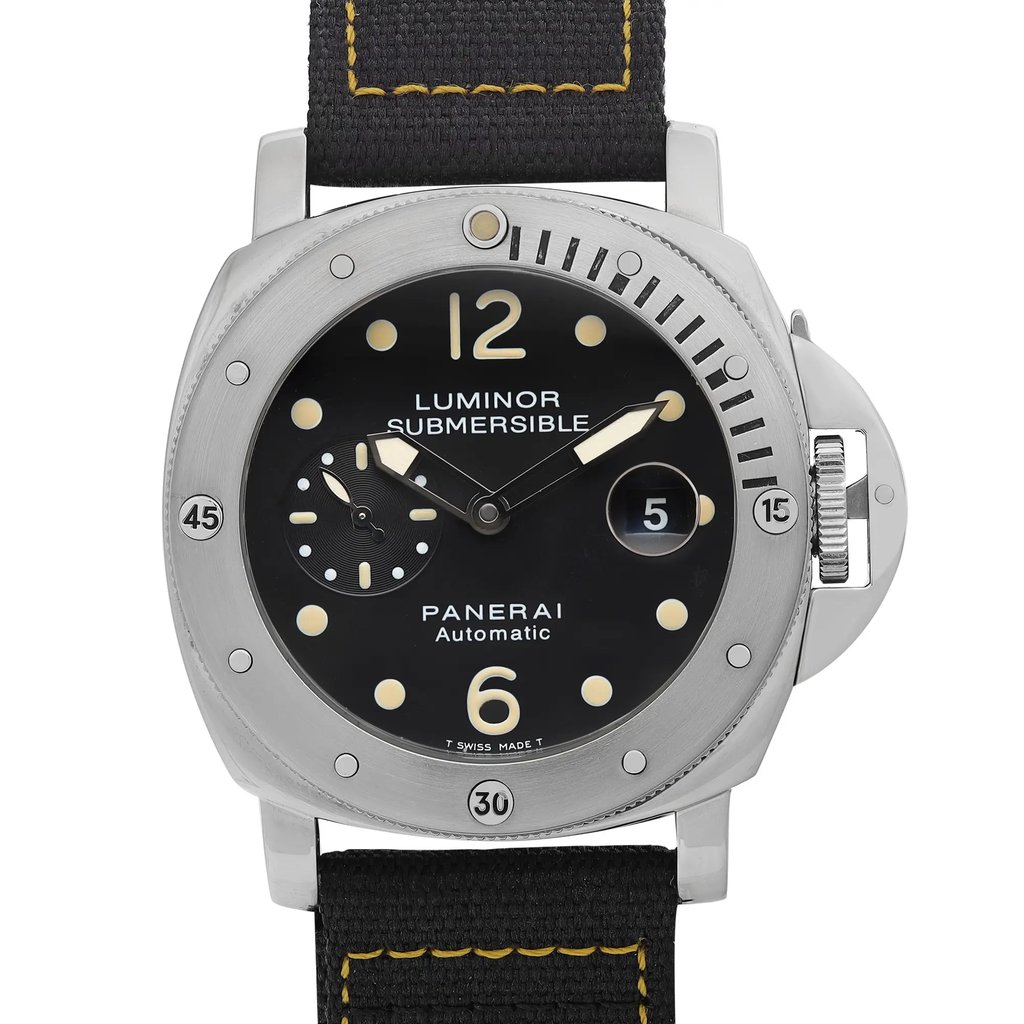 Up Close Front Facing Picture Of Panerai PAM00024 Stainless Steel Watch Pre Owned Condition