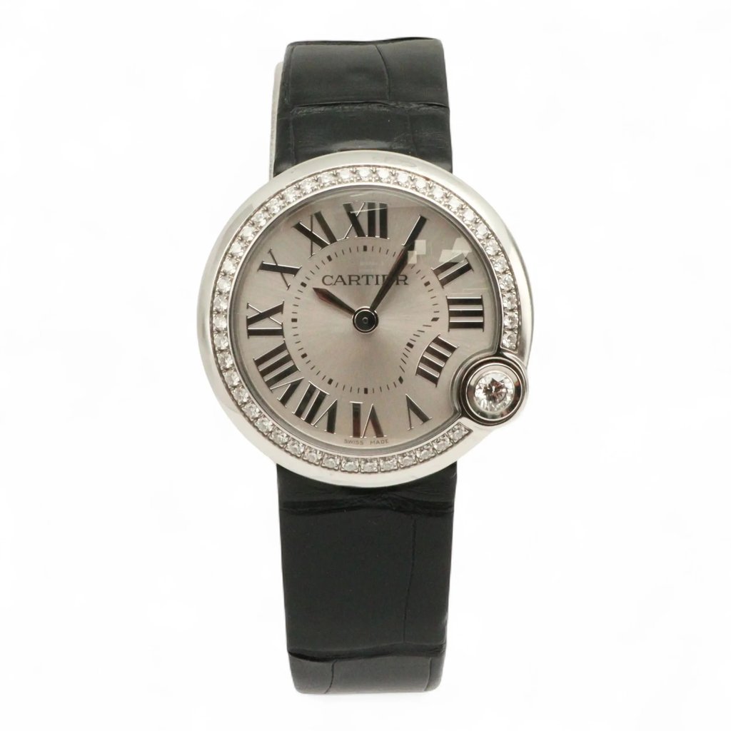 Front Full View Of Cartier W4BL0003 Stainless Steel Watch Pre Owned Condition Good