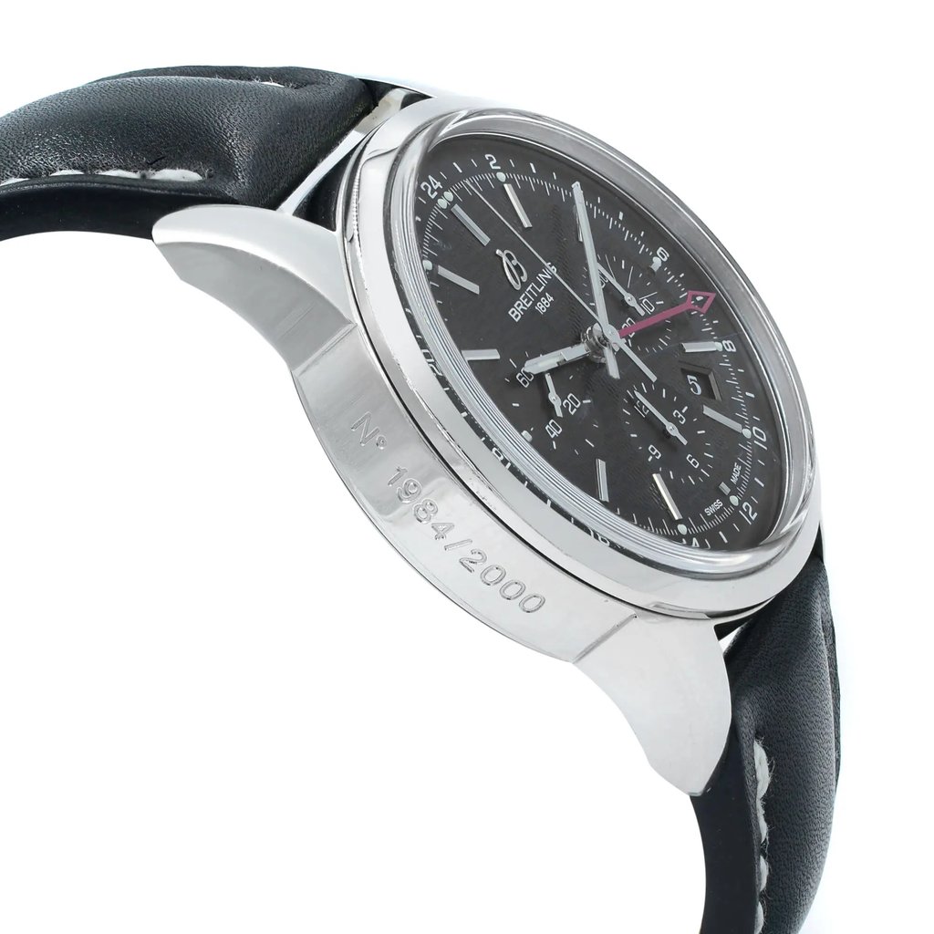 View Of Opposite Crown Facing Side Of Breitling AB045112/BC67-435X Stainless Steel Watch Display Model Condition