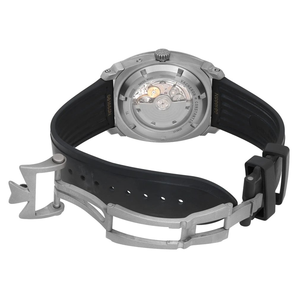 Back View Of Exhibition Back Case And Open Rubber Band Of Vacheron Constantin 85050/000T-49241 Watch Pre Owned Condition