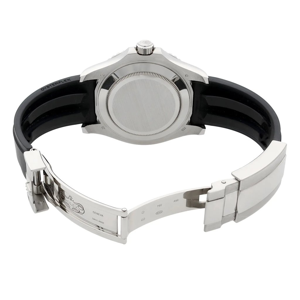 Back View Of Screwback Back Case And Open Rubber Band Of Rolex 226659 Watch Display Model Condition