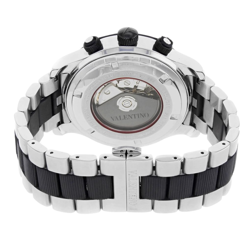 Back View Of Exhibition Back Case And Closed Stainless Steel Band Of Valentino V40LCA9R909-S09R Watch Pre Owned Condition