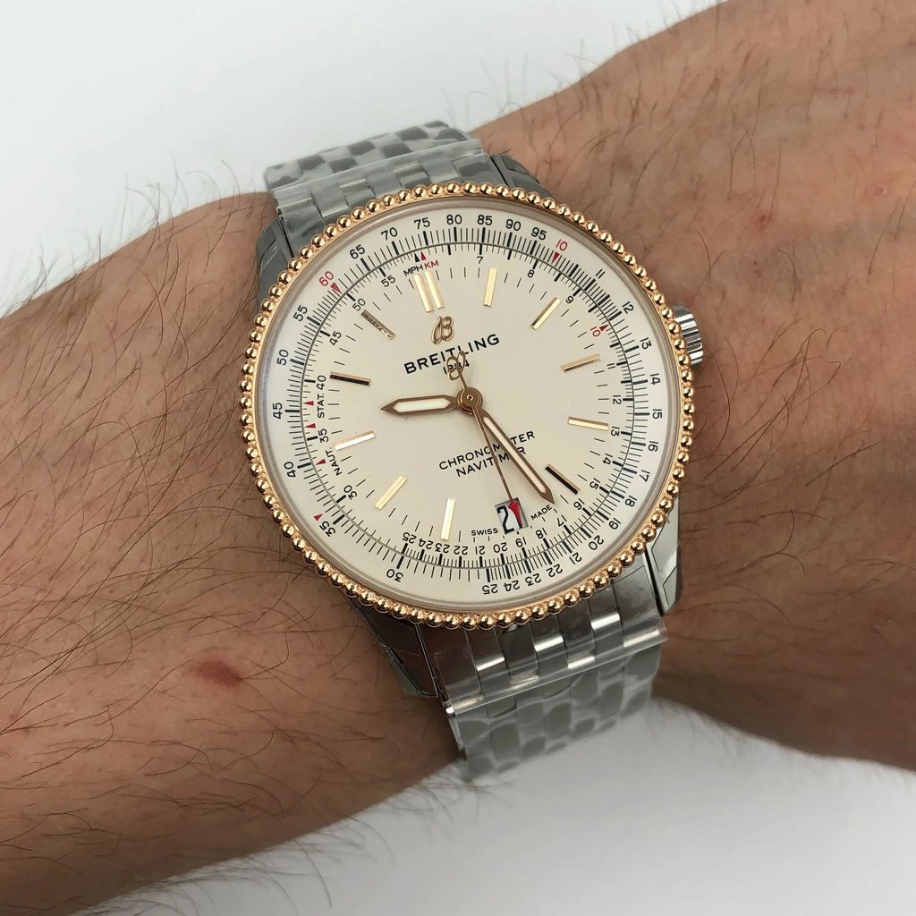 Up Close Front Facing Picture Of Breitling U17325211G1A1 Stainless Steel Watch Unworn Condition