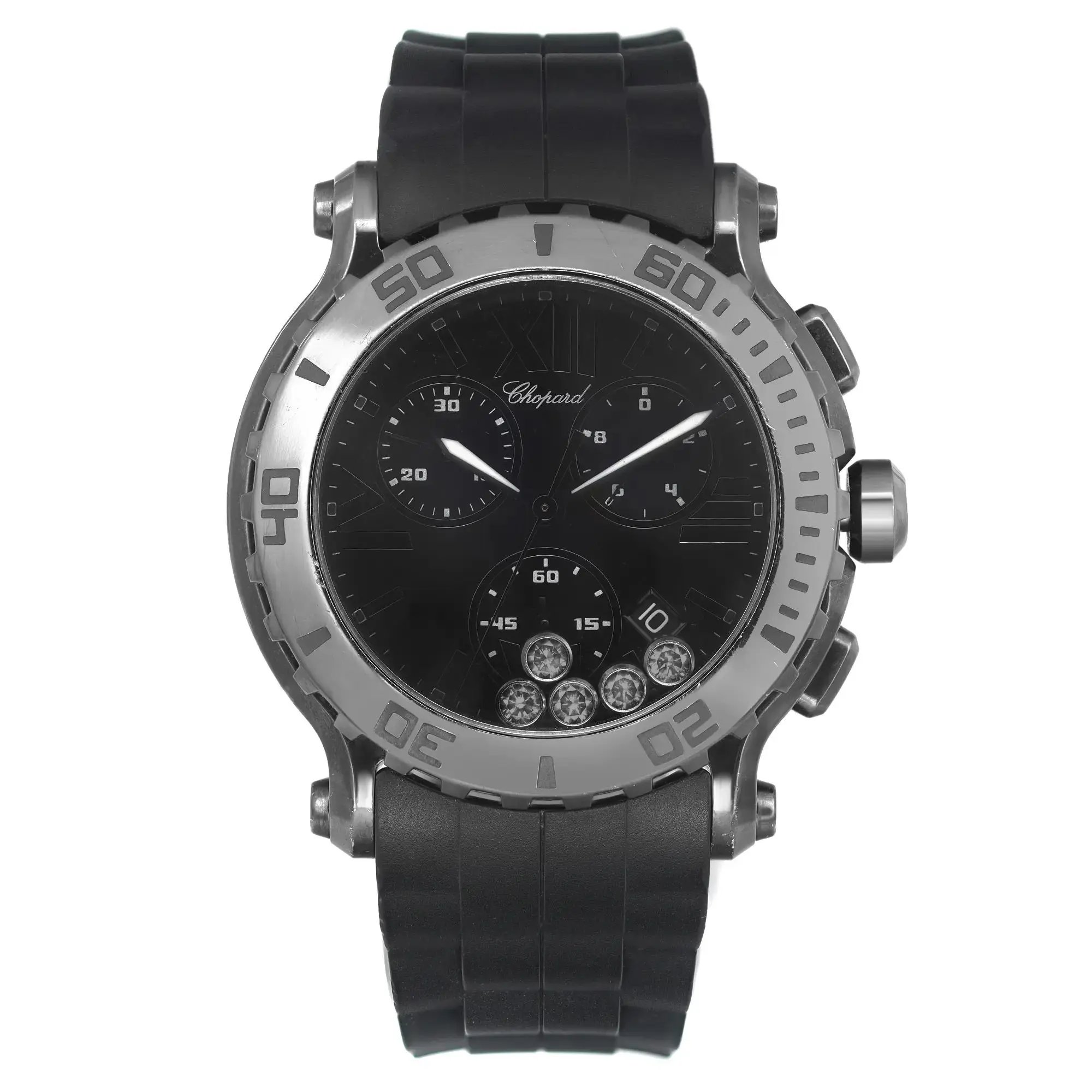 Front Full View Of Chopard 288499-3007 Stainless Steel Watch Pre Owned Condition Fair