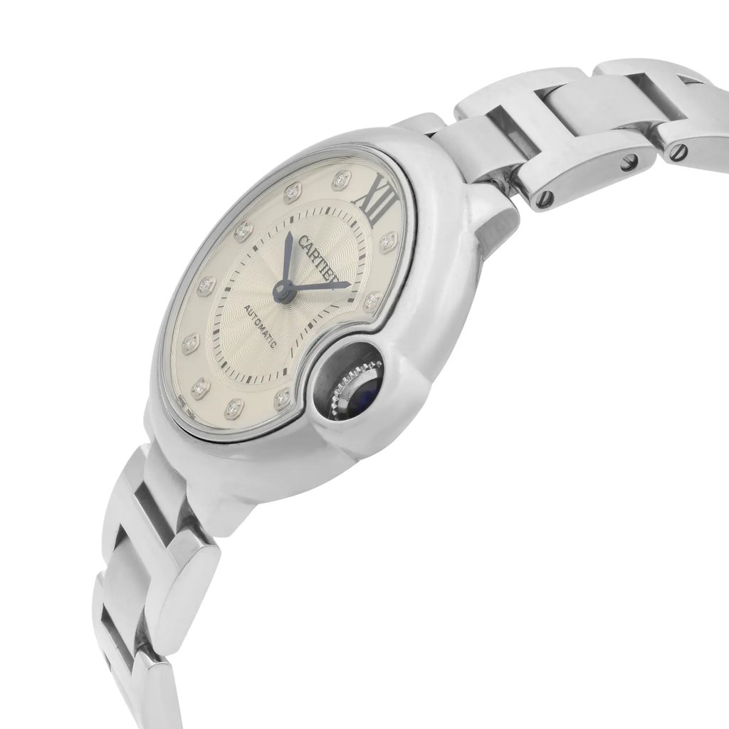 View Of Crown Facing Side Of Cartier WE902074 Stainless Steel Watch Pre Owned Condition