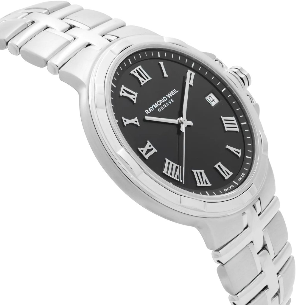 View Of Opposite Crown Facing Side Of RAYMOND WEIL 5580-ST-00208 Stainless Steel Watch Unworn Condition