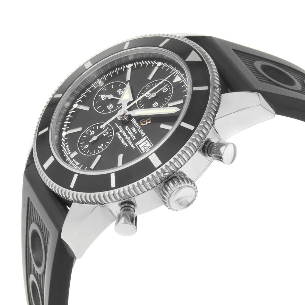 View Of Crown Facing Side Of Breitling A1332024/B908-201S Stainless Steel Watch Display Model Condition