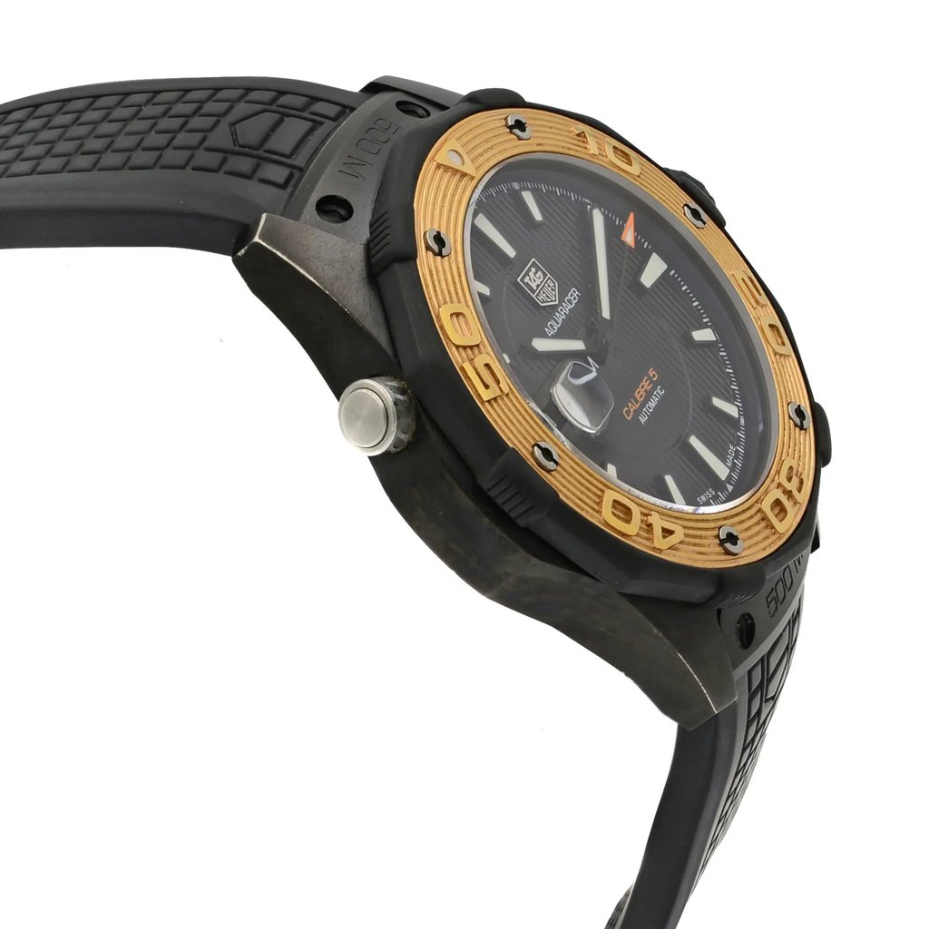 View Of Opposite Crown Facing Side Of TAG Heuer WAJ2182.FT6015 Titanium Watch Pre Owned Condition
