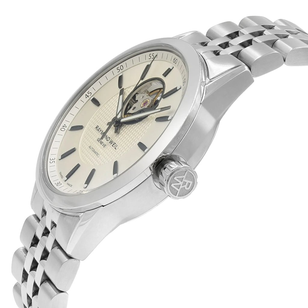 View Of Crown Facing Side Of RAYMOND WEIL 2710-ST-65031 Stainless Steel Watch New Condition