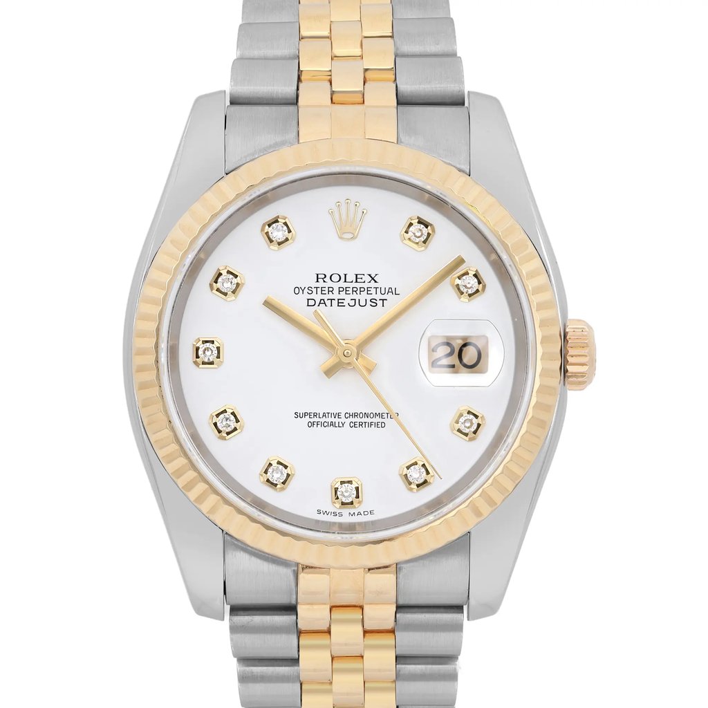 Up Close Front Facing Picture Of Rolex 116233 Stainless Steel Watch Pre Owned Condition