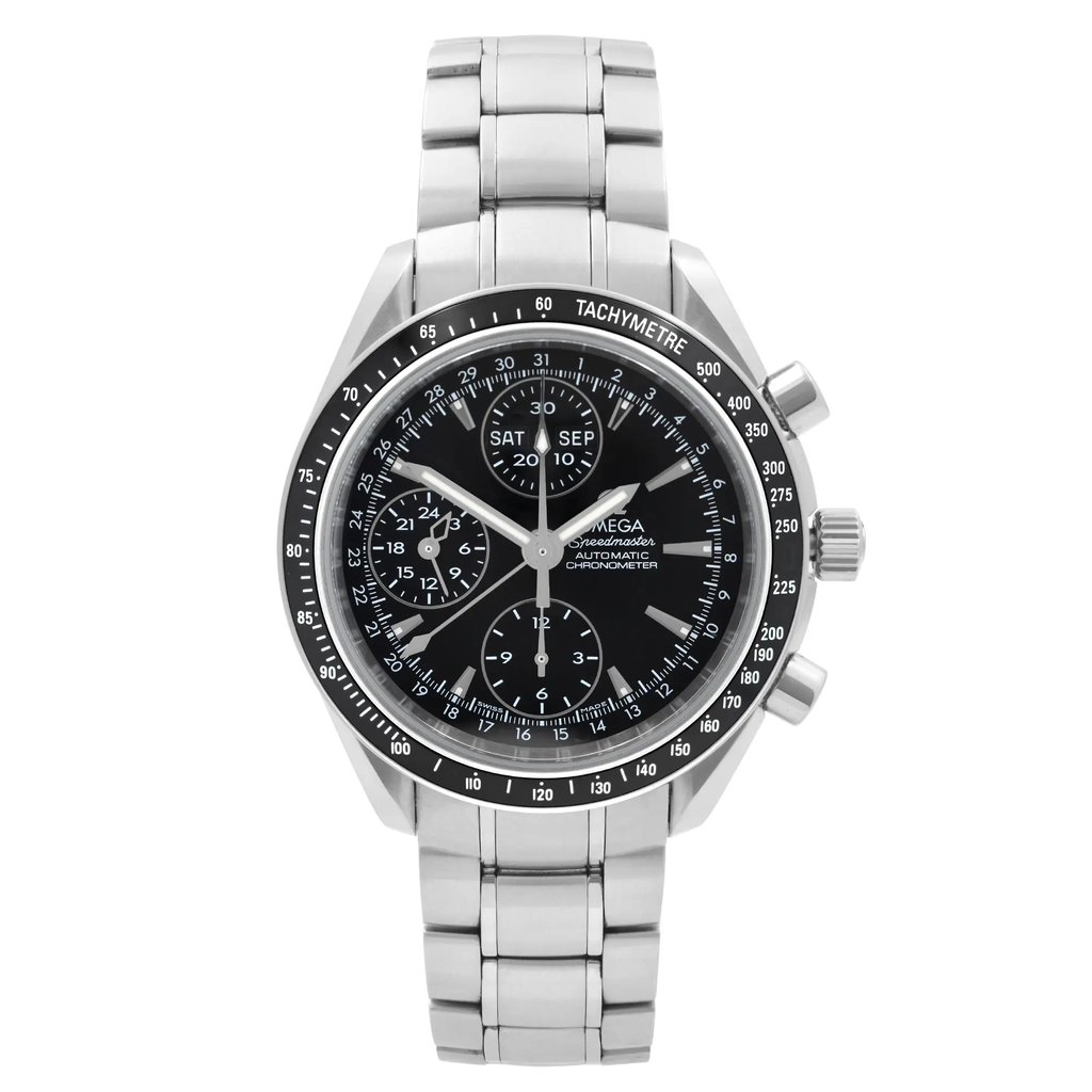 Front Full View Of OMEGA 3220.50.00 Stainless Steel Watch Pre Owned Condition {Product Condition}