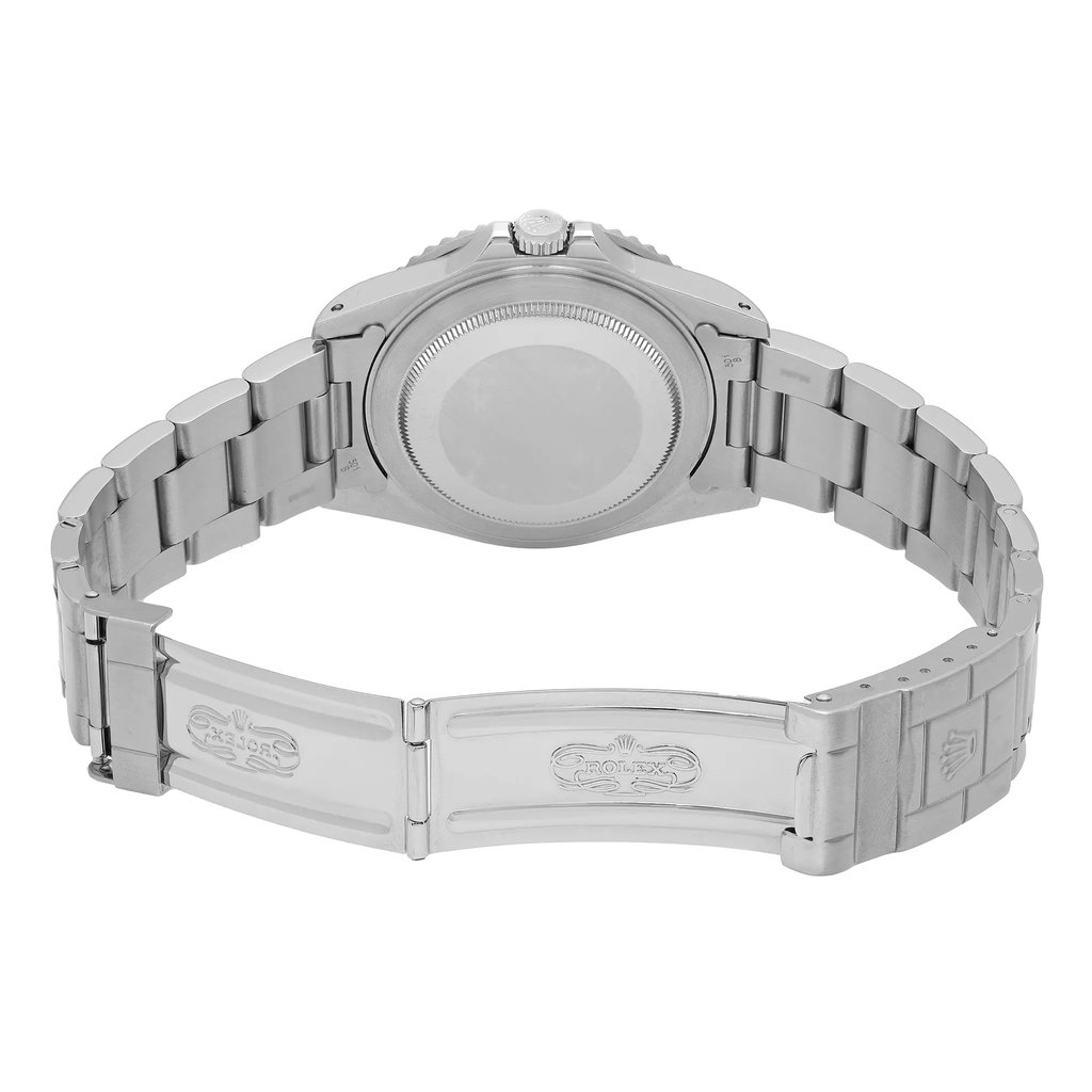 Back View Of Solid Back Case And Open Stainless Steel Band Of Rolex 16710 Watch Pre Owned Condition