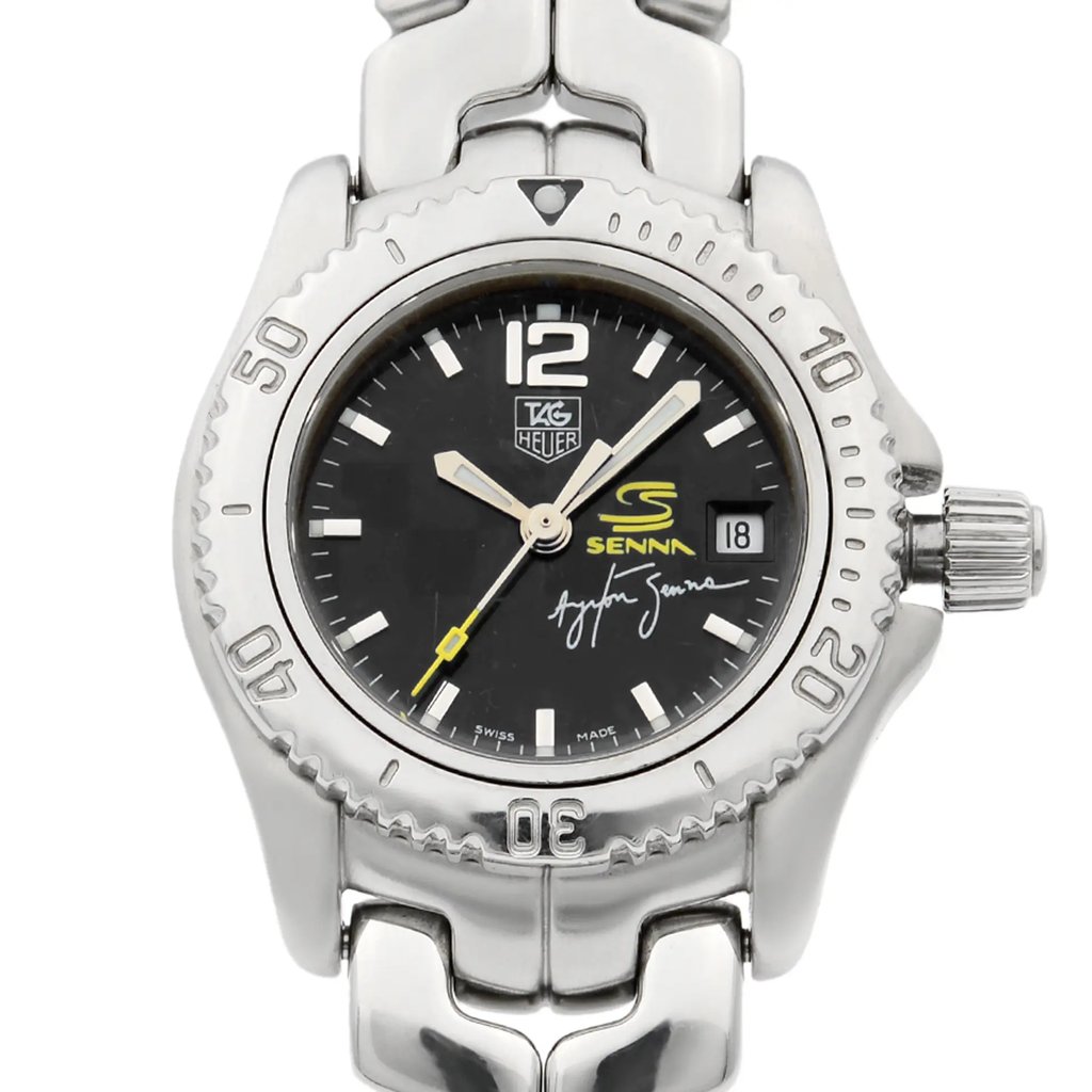 Up Close Front Facing Picture Of TAG Heuer WT141N Stainless Steel Watch Pre Owned Condition