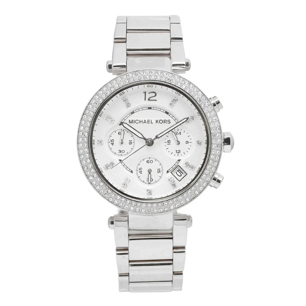 Front Full View Of Michael Kors MK5353 Stainless Steel Watch Display Model Condition {Product Condition}