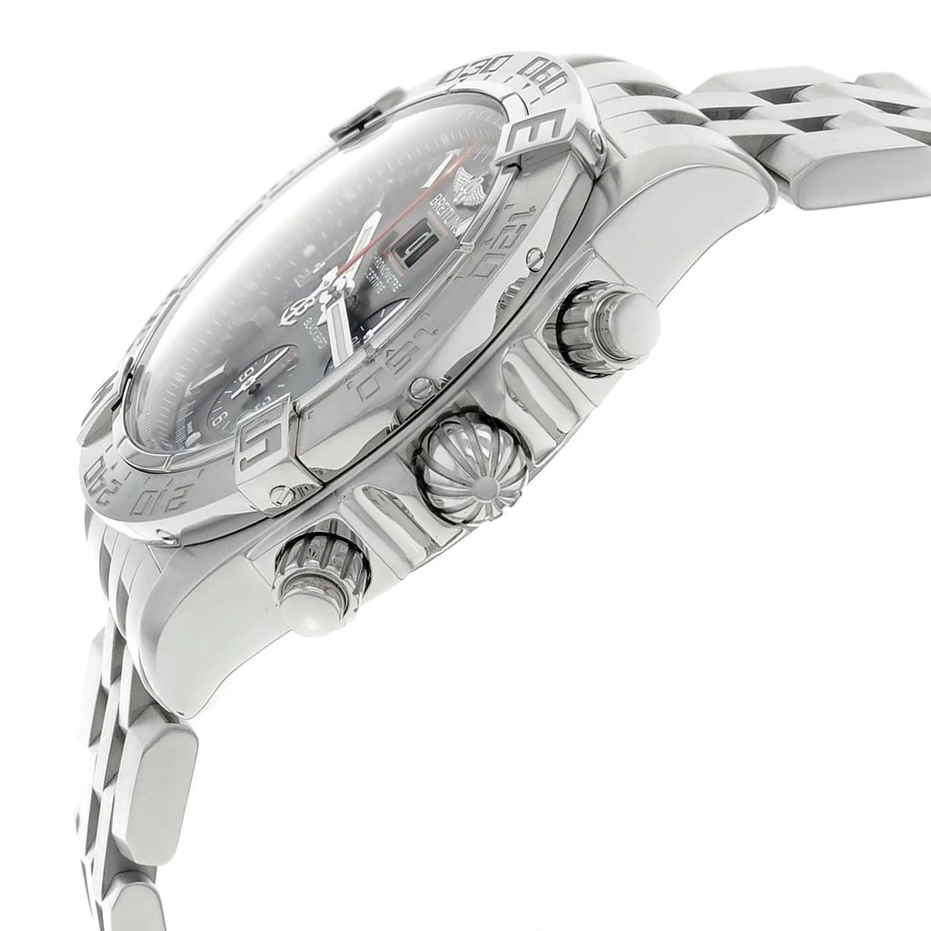 View Of Crown Facing Side Of Breitling A4436010/BB71-371A Stainless Steel Watch Display Model Condition
