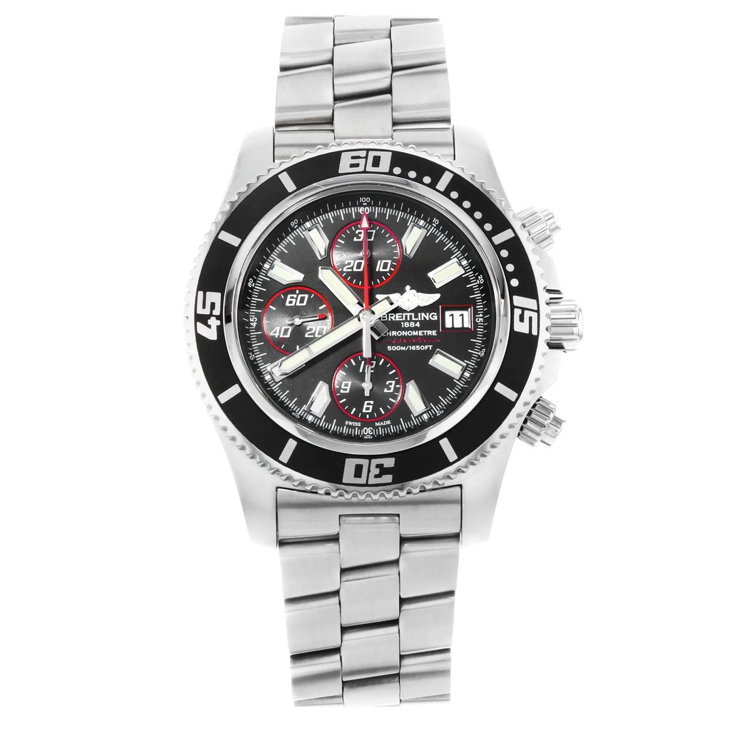 Front Full View Of Breitling A1334102/BA81-134A Stainless Steel Watch Display Model Condition {Product Condition}