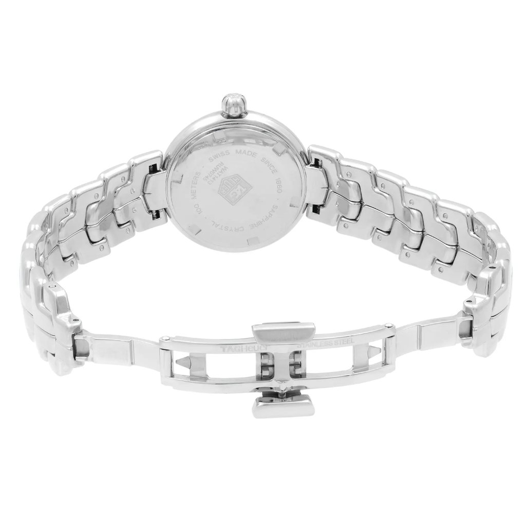 Back View Of Solid Back Case And Open Stainless Steel Band Of TAG Heuer WAT1413.BA0954 Watch Pre Owned Condition