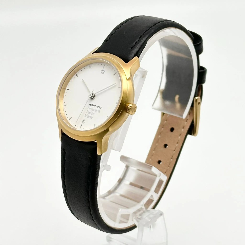 View Of Crown Facing Side Of Mondaine MH1.L1111.LB Stainless Steel Watch Display Model Condition