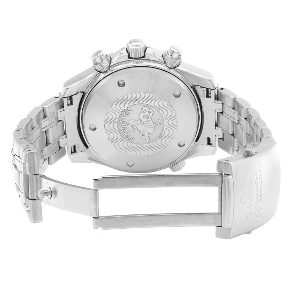 Back View Of Screwback Back Case And Open Stainless Steel Band Of OMEGA 2598.20.00 Watch Pre Owned Condition