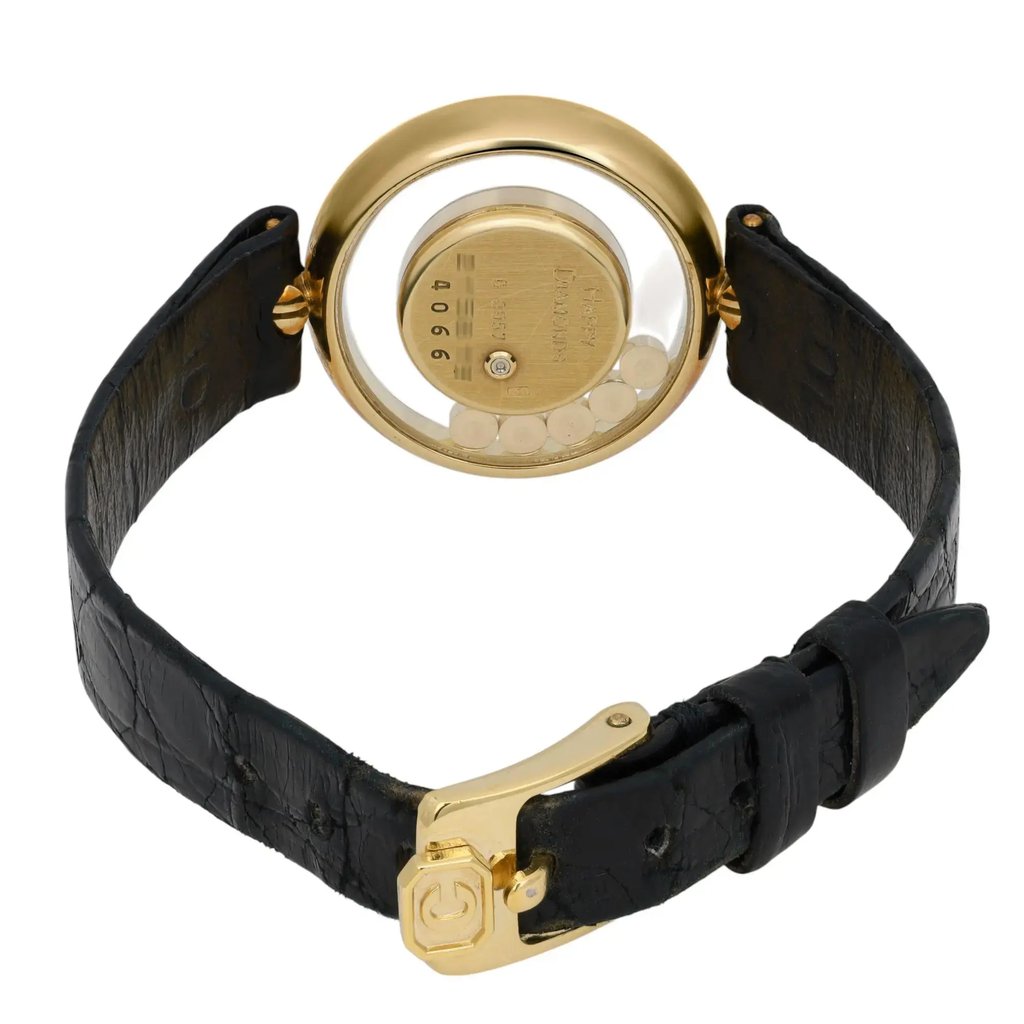 Back View Of Solid Back Case And Closed Leather Band Of Chopard 4066 Watch Pre Owned Condition
