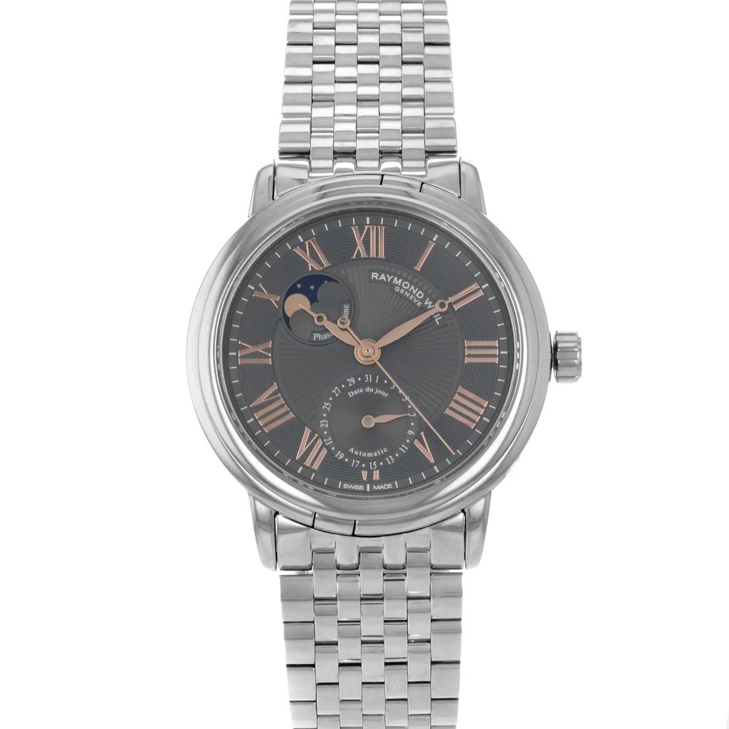 Front Full View Of RAYMOND WEIL 2839-ST5-00609 Stainless Steel Watch Pre Owned Condition {Product Condition}