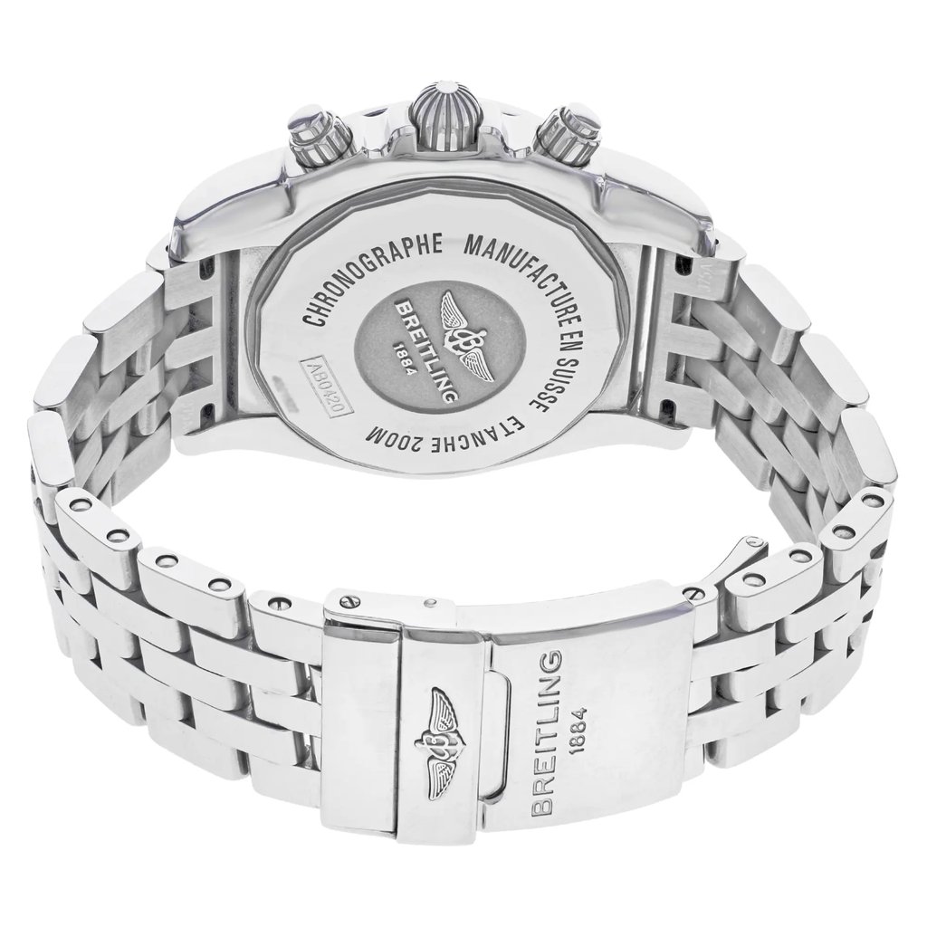 Back View Of {Caseback} Back Case And Closed Stainless Steel Band Of Breitling AB042011/BB56-375A Watch Unworn Condition